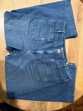 Anthropologie Maeve Mid Blue Denim Jeans with Yellow Trim